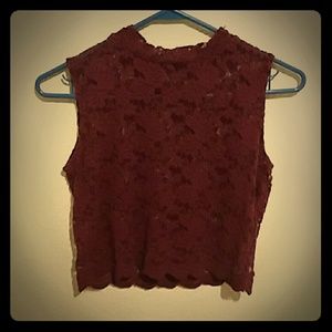 Maroon Lace Crop Top